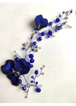 Дизайнерска украса за коса в кралско синьо - Crystal Butterfly Blue